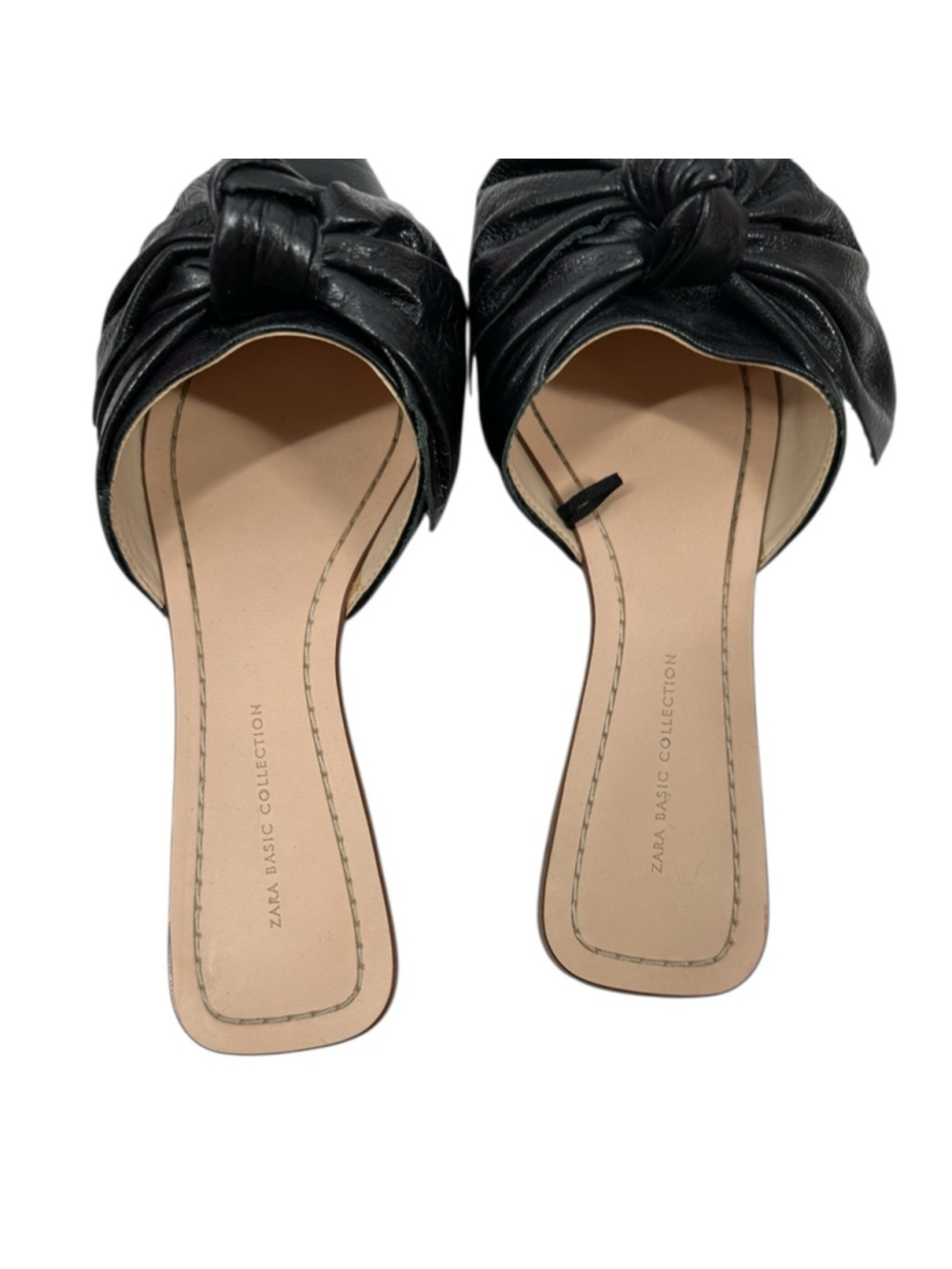 Zara Black Leather Bow Mules slides minimalist classic luxury sz 6 - Picture 7 of 11